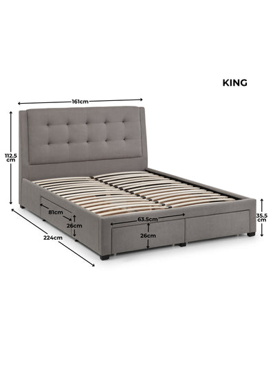 Fullerton 4 Drawer Bed - Grey