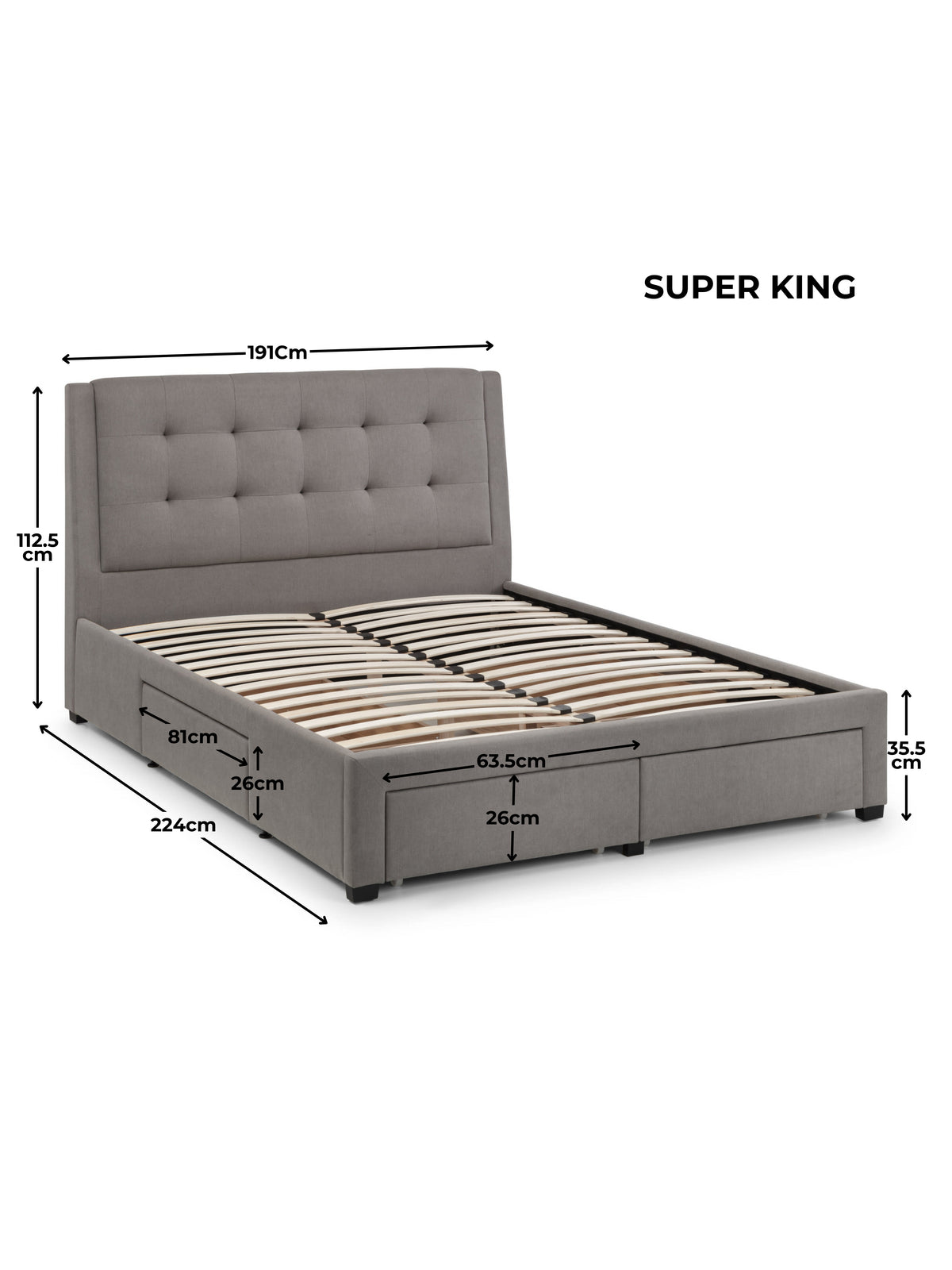 Fullerton 4 Drawer Bed - Grey