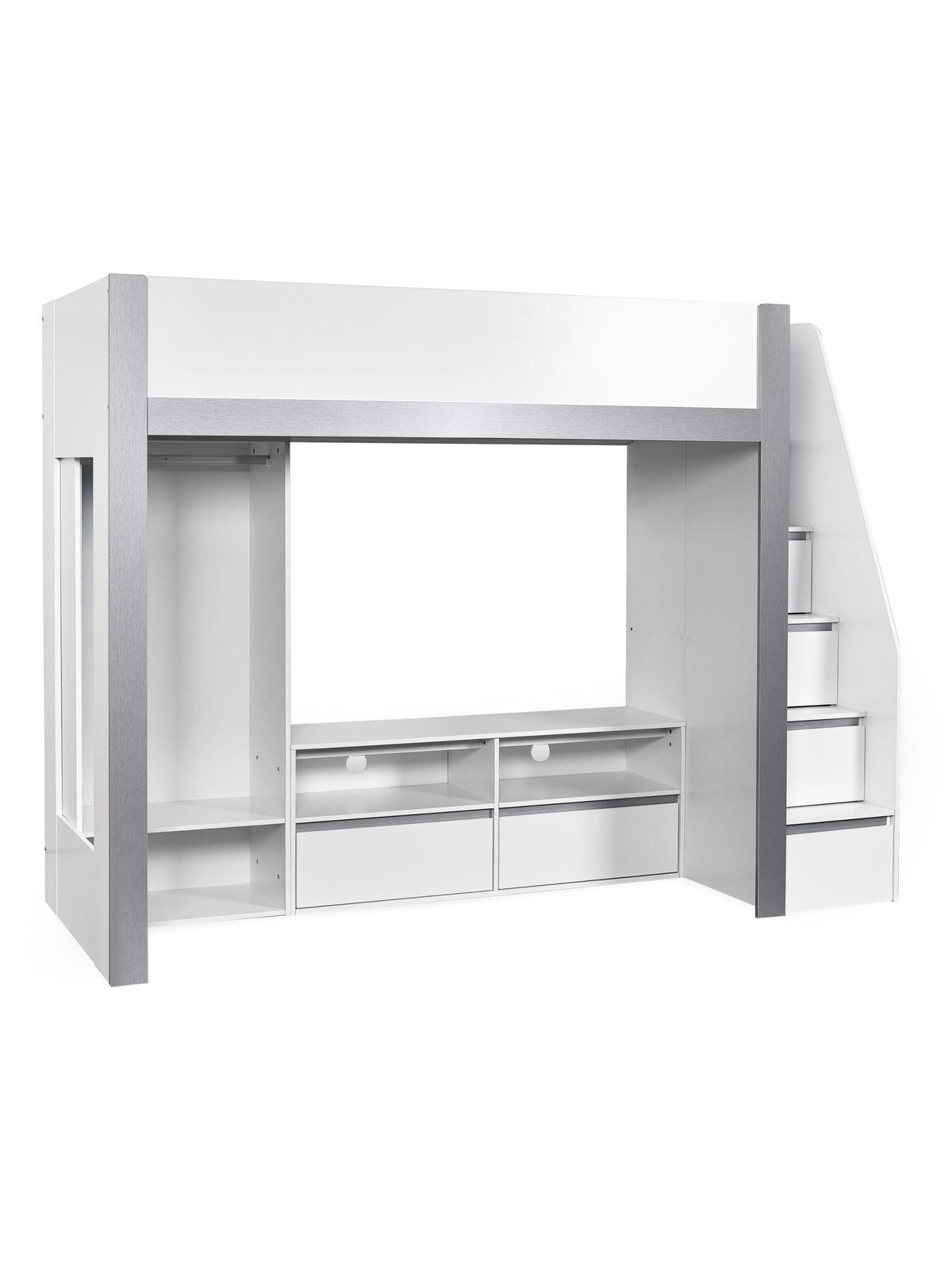 Gaia Highsleeper TV Bed - White and Silver