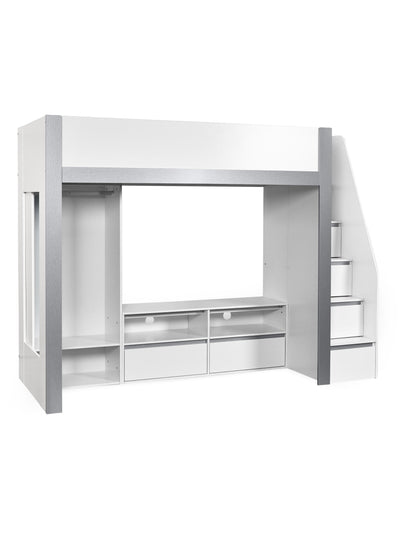 Gaia Highsleeper TV Bed - White and Silver