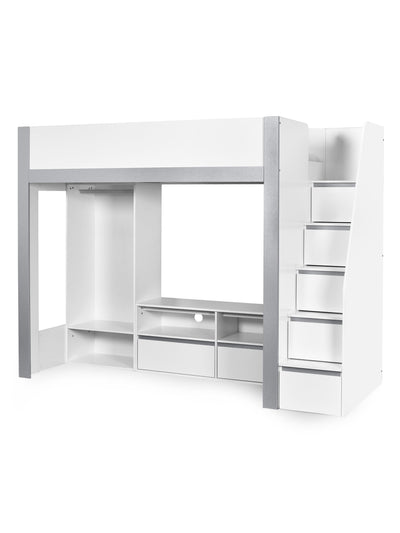 Gaia Highsleeper TV Bed - White and Silver