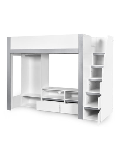 Gaia Highsleeper TV Bed - White and Silver