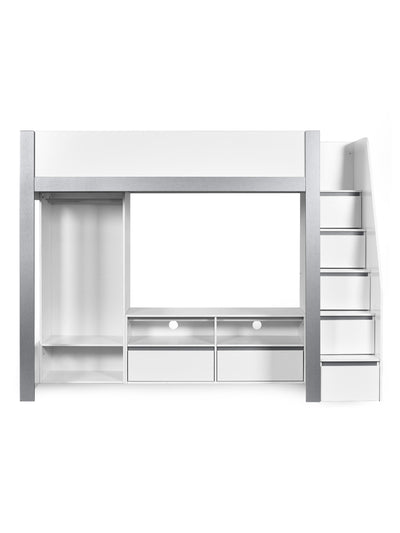 Gaia Highsleeper TV Bed - White and Silver