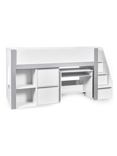 Gaia Midsleeper Bed - White and Silver