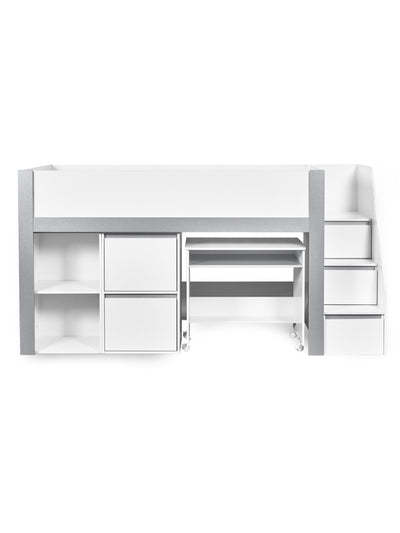 Gaia Midsleeper Bed - White and Silver