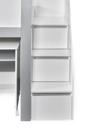 Gaia Midsleeper Bed - White and Silver