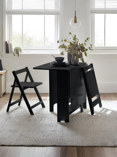 Gatan Small Gateleg Table With 2 Chairs - Black