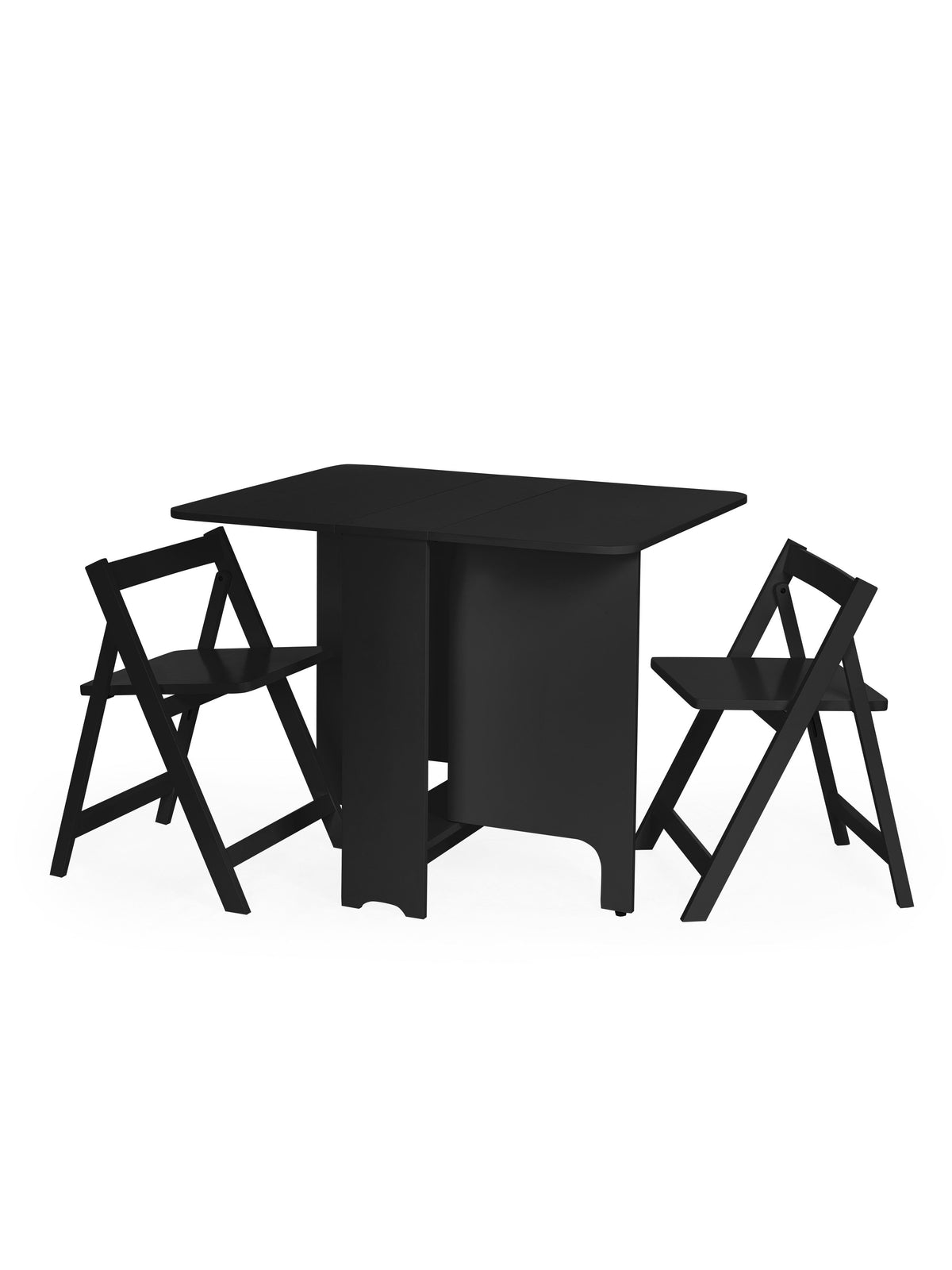 Gatan Small Gateleg Table With 2 Chairs - Black