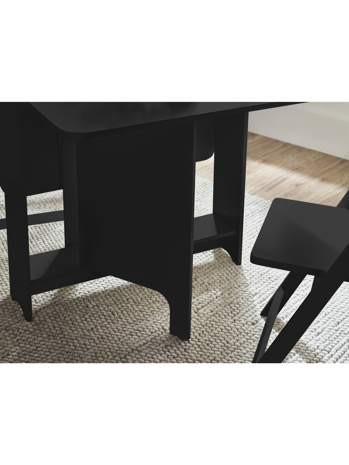 Gatan Small Gateleg Table With 2 Chairs - Black
