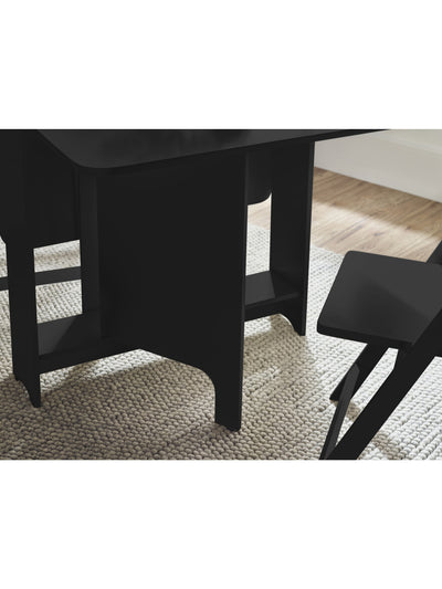 Gatan Small Gateleg Table With 2 Chairs - Black