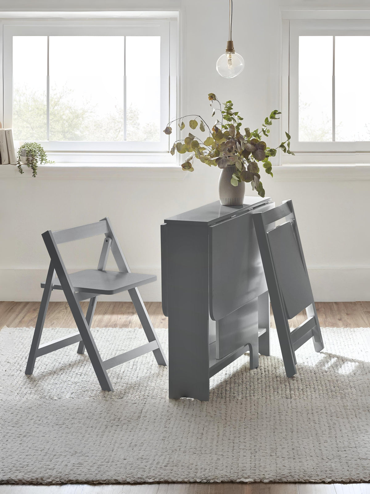 Gatan Small Gateleg Table With 2 Chairs - Grey