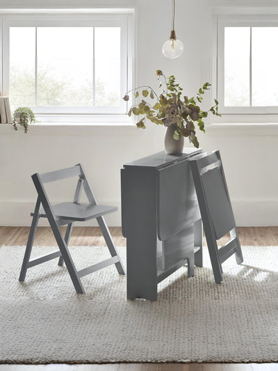 Gatan Small Gateleg Table With 2 Chairs - Grey