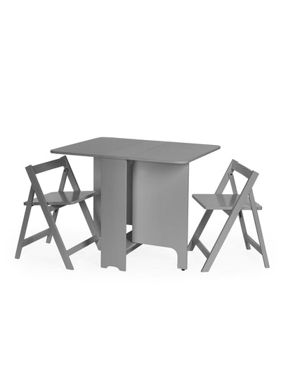 Gatan Small Gateleg Table With 2 Chairs - Grey