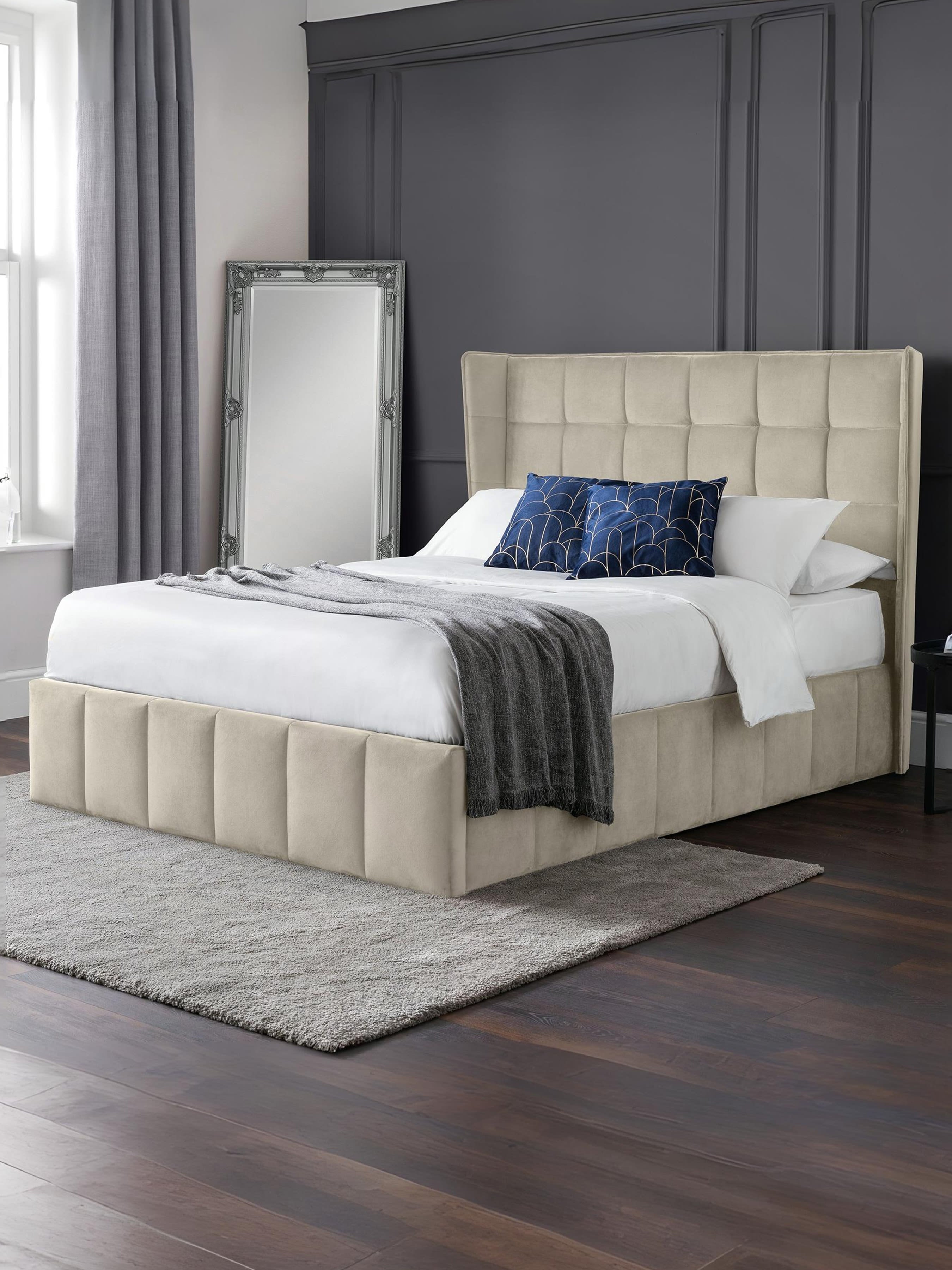 Gatsby Cream Velvet Ottoman Storage Bed