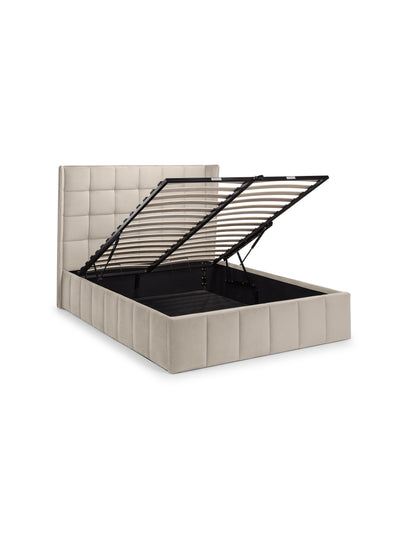 Gatsby Cream Velvet Ottoman Storage Bed