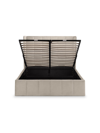 Gatsby Cream Velvet Ottoman Storage Bed