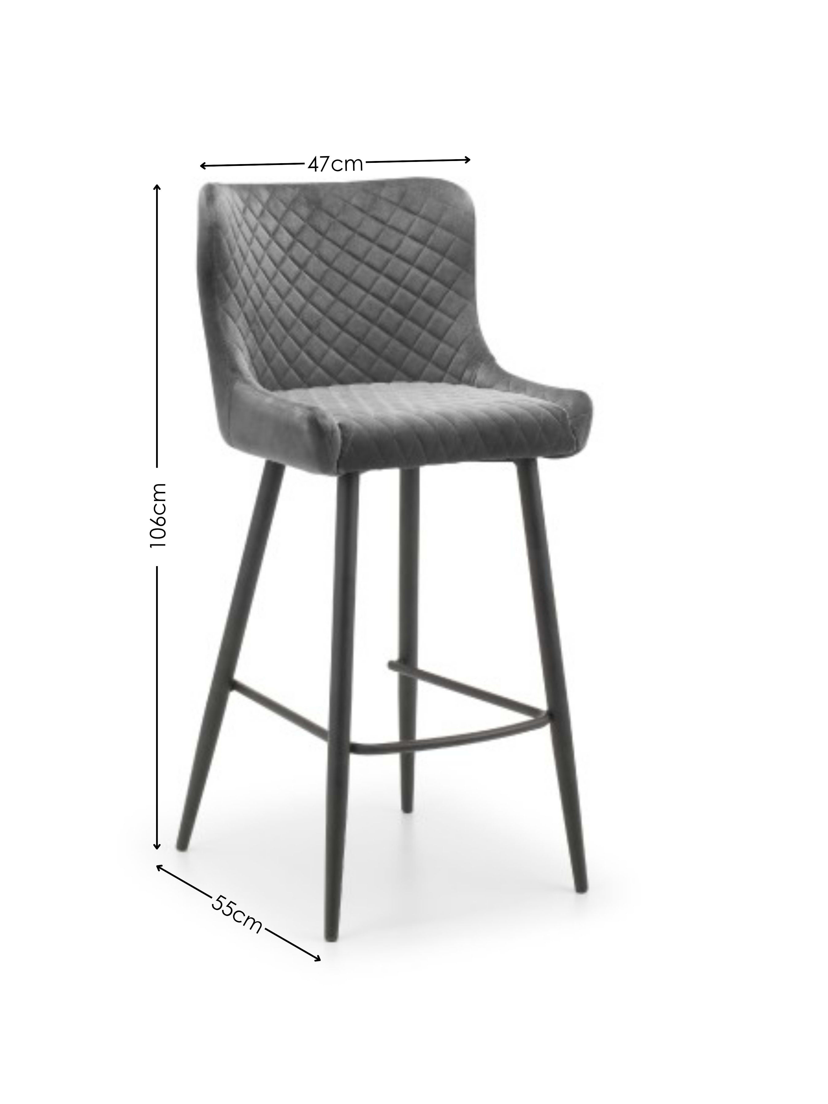 Grafton Bar Table and 2 Grey plush Stools – Mocha Elm