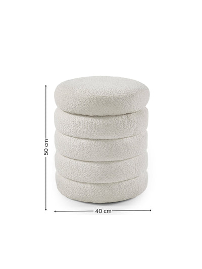 Hailey Ivory Boucle Upholstered 40cm Storage Stool