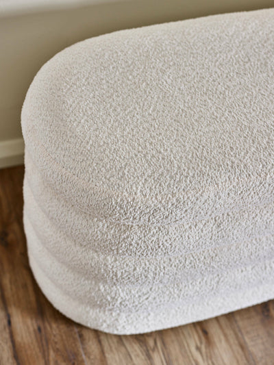 Hailey Ivory Boucle Upholstered Ottoman Storage Bench
