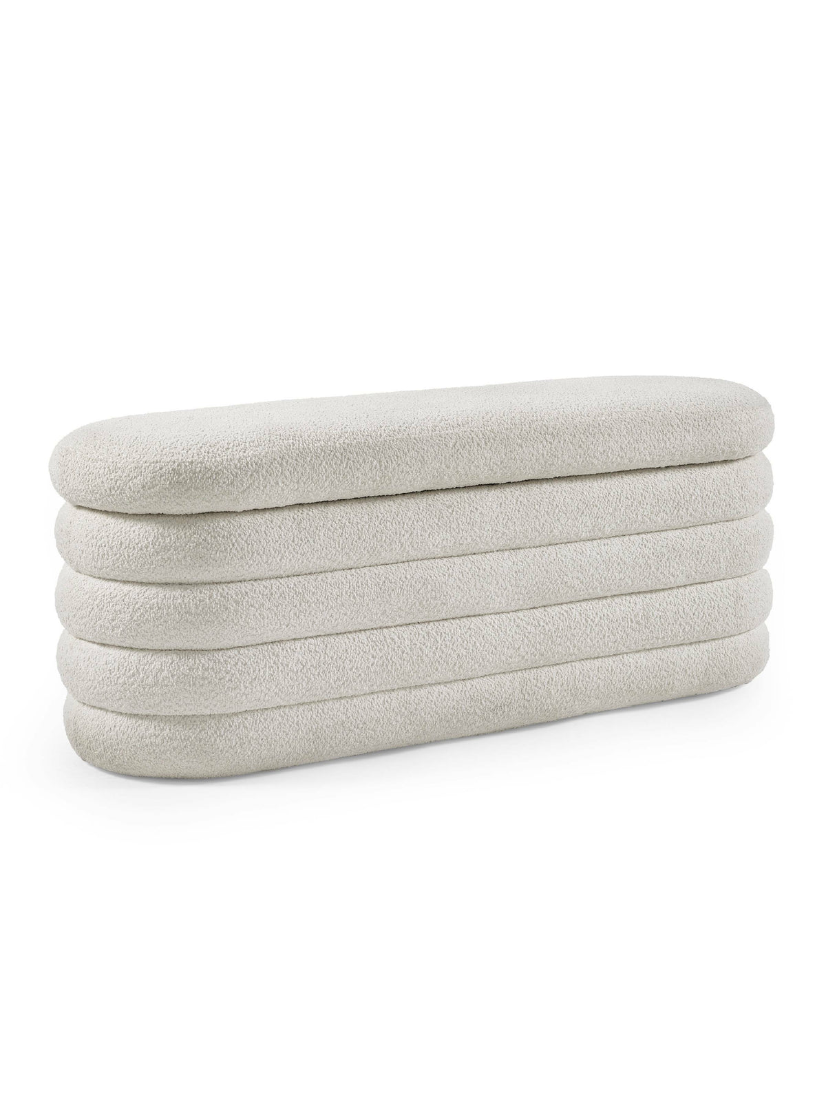 Hailey Ivory Boucle Upholstered Ottoman Storage Bench