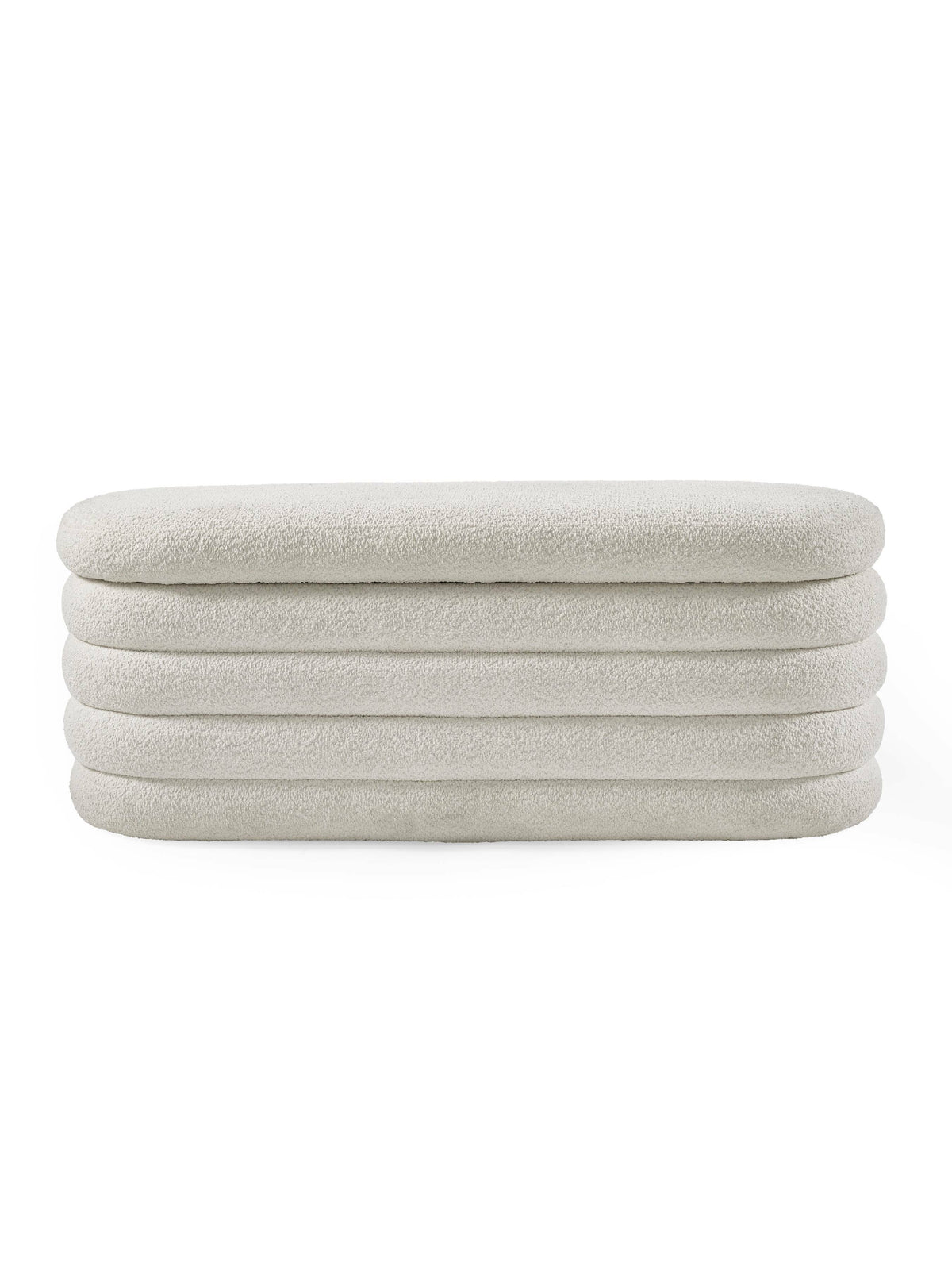 Hailey Ivory Boucle Upholstered Ottoman Storage Bench