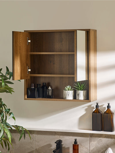 Hampshire Walnut Effect Mirrored Bathroom Wall Cabinet