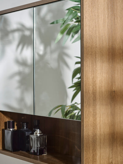 Hampshire Walnut Effect Mirrored Bathroom Wall Cabinet