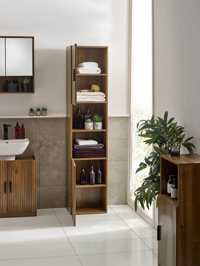Hampshire Walnut Effect Tall Bathroom Storage Cabinet
