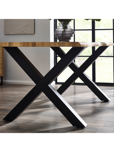 Harvey Rectangular Curved Edge Oak Effect Dining Table Set with 4 Ella Cream Upholstered Dining Chairs – Oak/Black