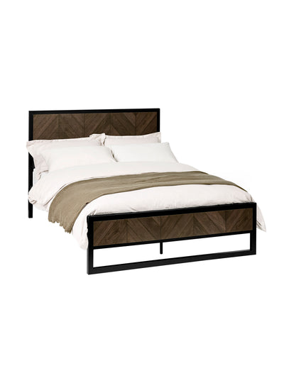 Harrison Dark Oak Herringbone Effect Herringbone Bed