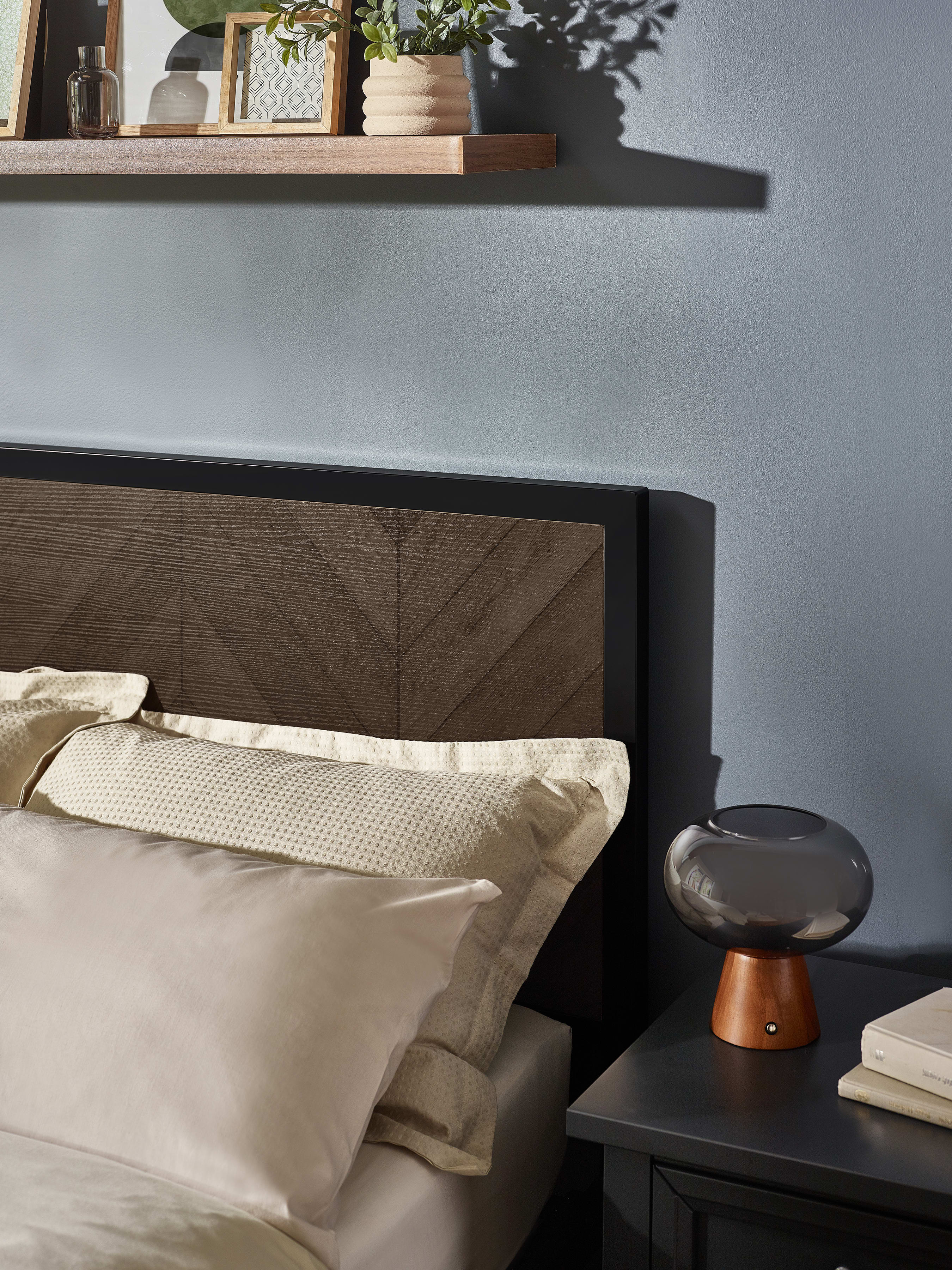 Harrison Dark Oak Herringbone Effect Herringbone Bed