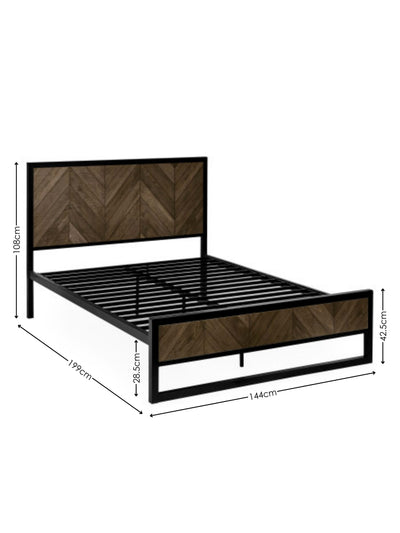 Harrison Dark Oak Herringbone Effect Herringbone Bed