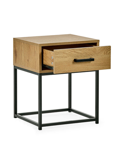 Harlow Light Oak Effect 1 Drawer Bedside Table