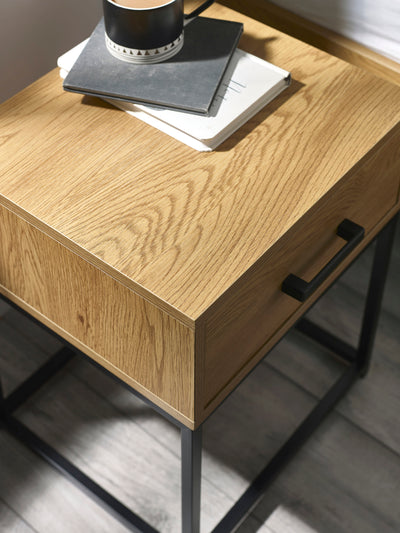 Harlow Light Oak Effect 1 Drawer Bedside Table