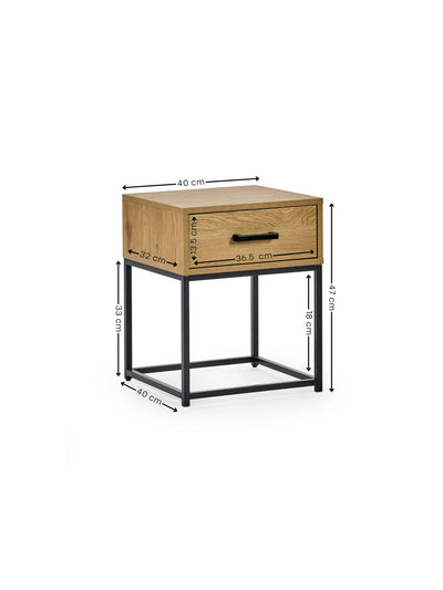 Harlow Light Oak Effect 1 Drawer Bedside Table
