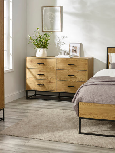 Harlow Light Oak Effect 6 Drawer Chest
