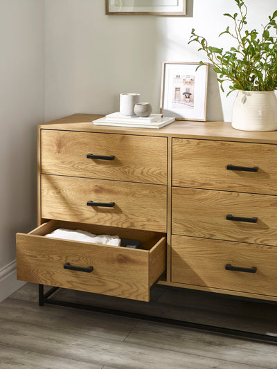 Harlow Light Oak Effect 6 Drawer Chest