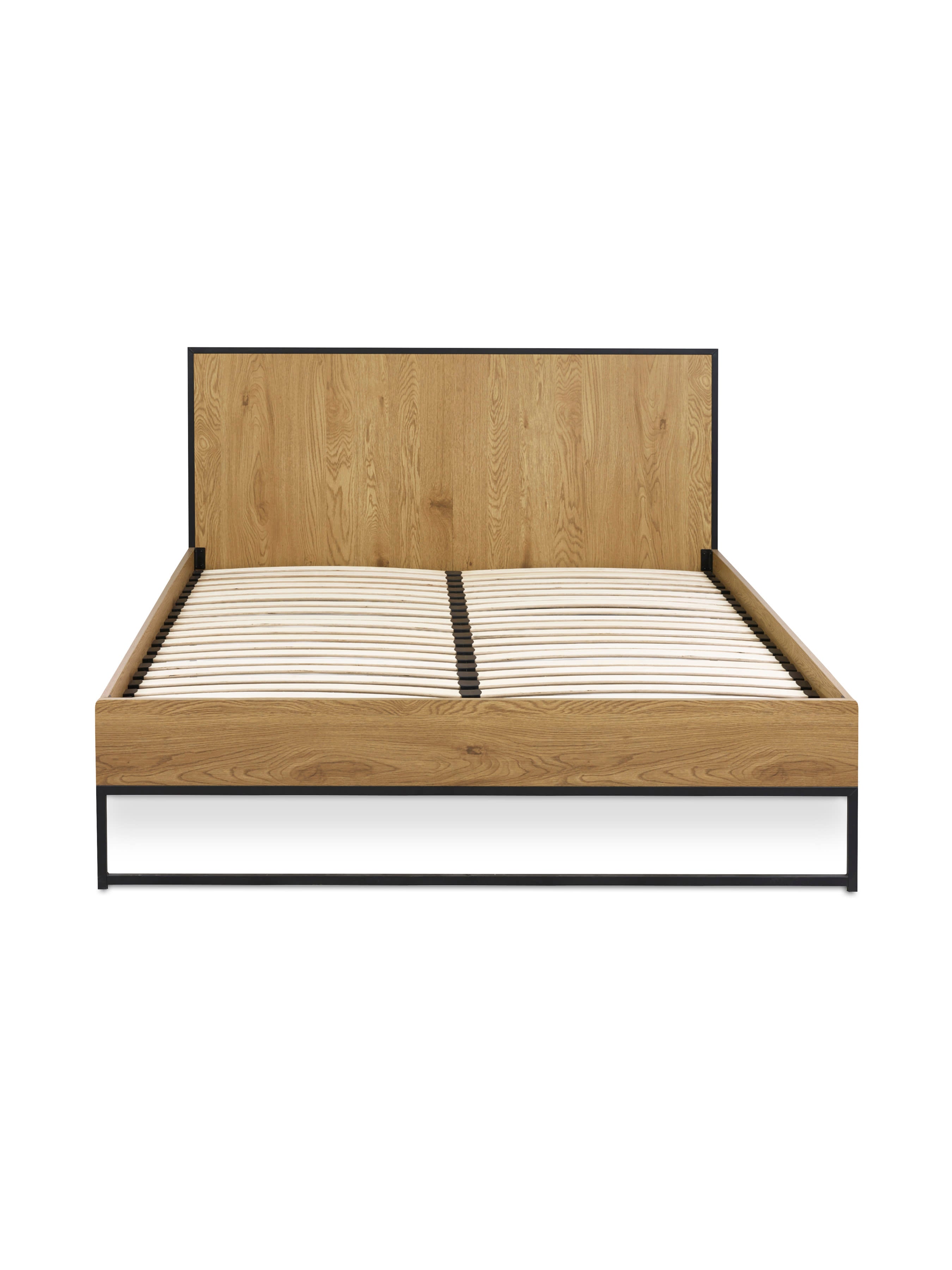 Harlow Oak/Black Bed Frame – Light Oak Effect