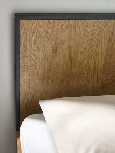 Harlow Oak/Black Bed Frame – Light Oak Effect
