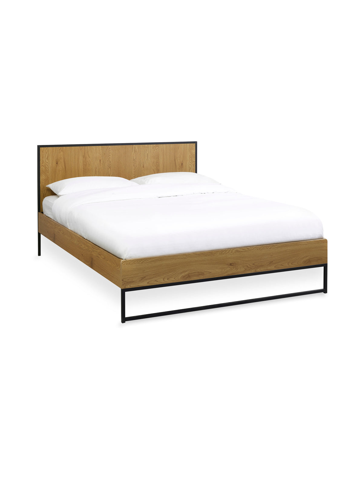 Harlow Oak/Black Bed Frame – Light Oak Effect