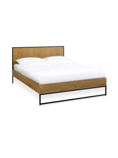 Harlow Oak/Black Bed Frame – Light Oak Effect