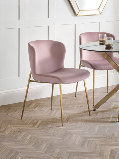 Set Of 2 Harper Dining Chairs – Dusky Pink – Dusky Pink Velvet