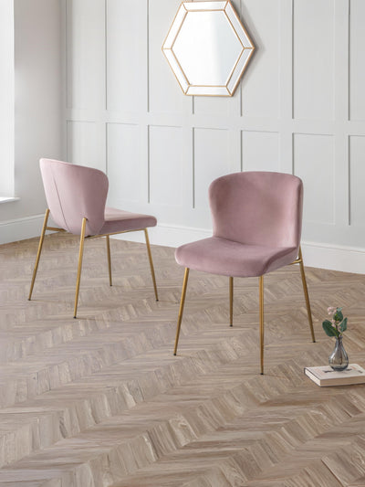 Set Of 2 Harper Dining Chairs – Dusky Pink – Dusky Pink Velvet