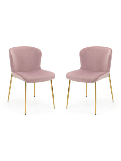 Set Of 2 Harper Dining Chairs – Dusky Pink – Dusky Pink Velvet