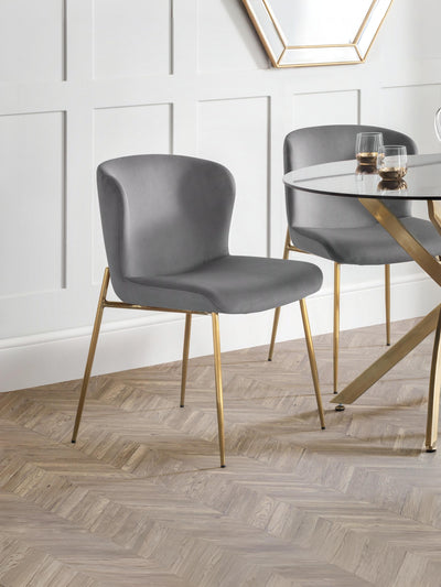 Set Of 2 Harper Dining Chairs – Grey – Grey Velvet
