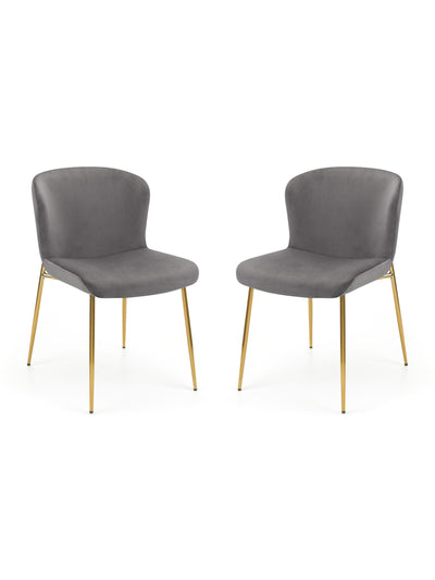 Set Of 2 Harper Dining Chairs – Grey – Grey Velvet