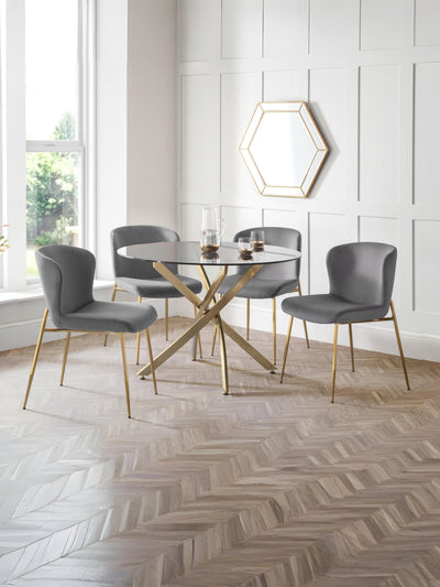 Set Of 2 Harper Dining Chairs – Grey – Grey Velvet