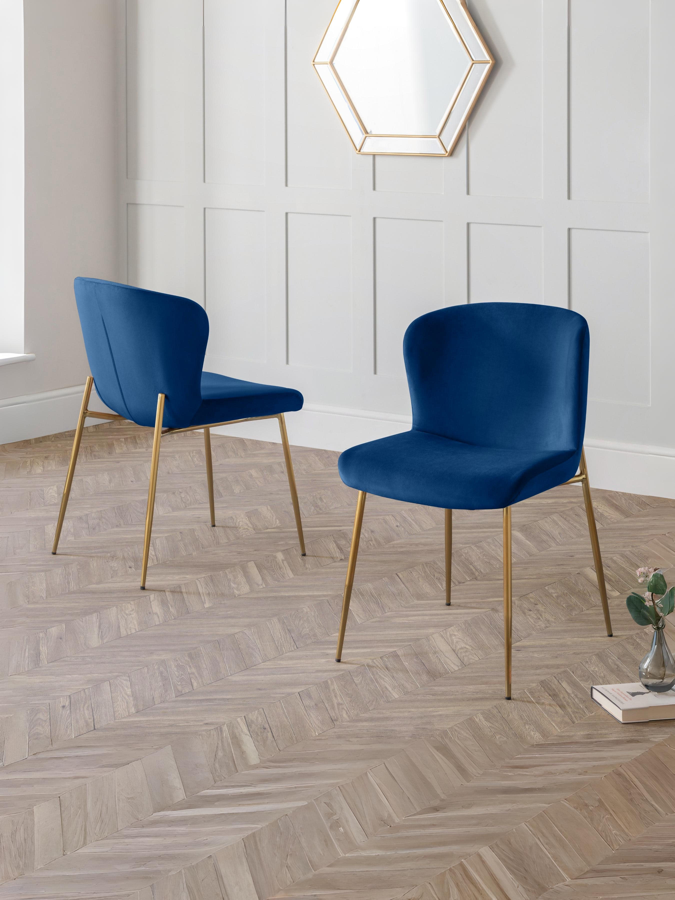 Set Of 2 Harper Dining Chairs – Blue – Blue Velvet