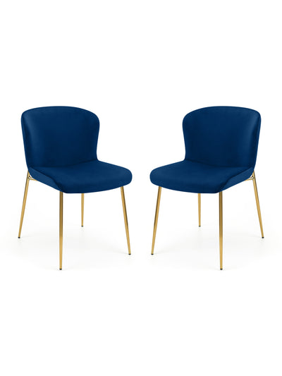Set Of 2 Harper Dining Chairs – Blue – Blue Velvet