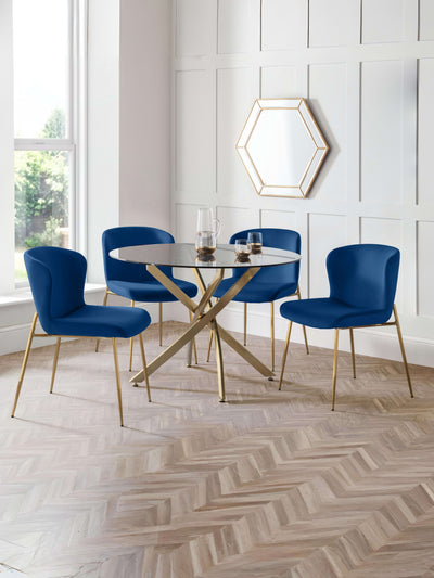 Set Of 2 Harper Dining Chairs – Blue – Blue Velvet
